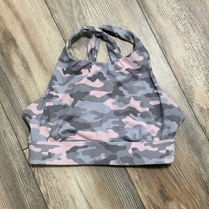 Fabletics Pink and Gray Camo Sports Bra